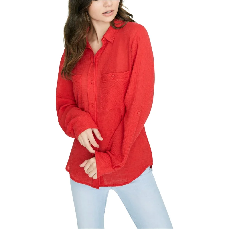 Sanctuary Clothing Womens Steady Boyfriend Button Up Shirt, Red, Large Unique Women's Upcycled Sanctuary Clothing Womens Steady Boyfriend Button Up Shirt, Red, Large Unique Women's Upcycled