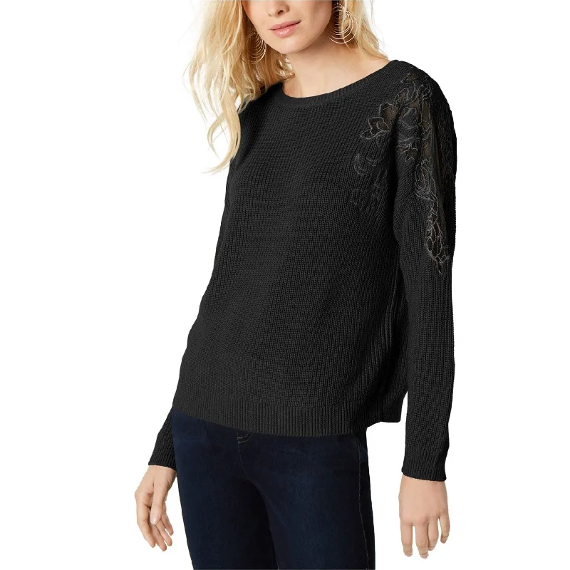 I-N-C Womens Lace Shoulder Pullover Sweater Classic Women's Pin - striped