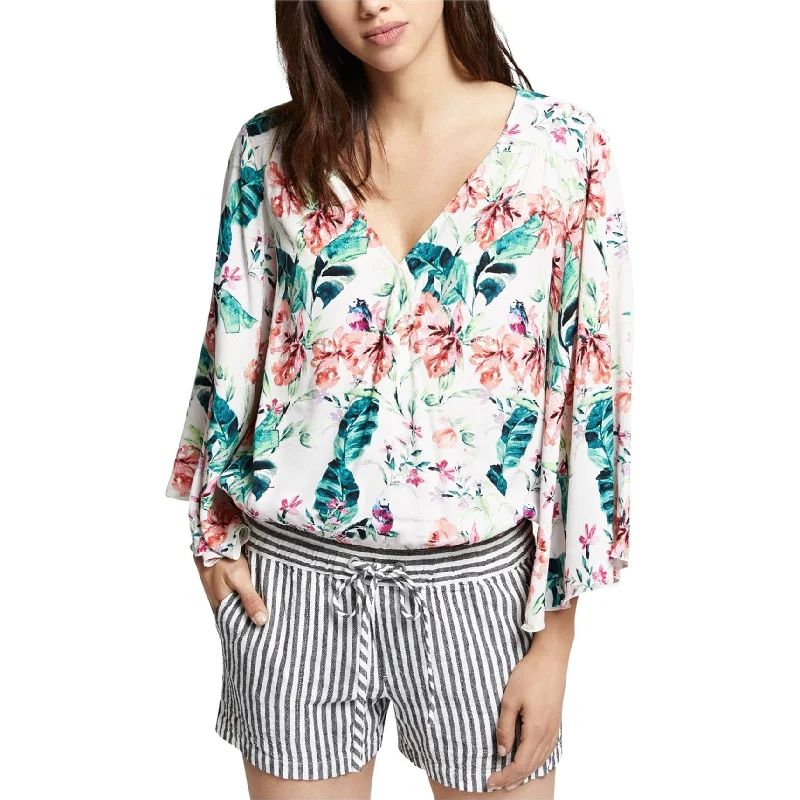 Sanctuary Clothing Womens Gilligan Wrap Blouse, White, Medium Modern Women's 
