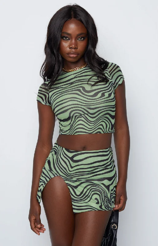 Rosalie Green Crop Top Earthy Women's Hemp - based