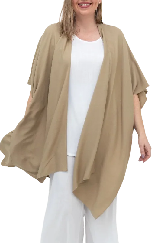 Viscacha Beige Lightweight Open Cardigan Polished Women's Silk