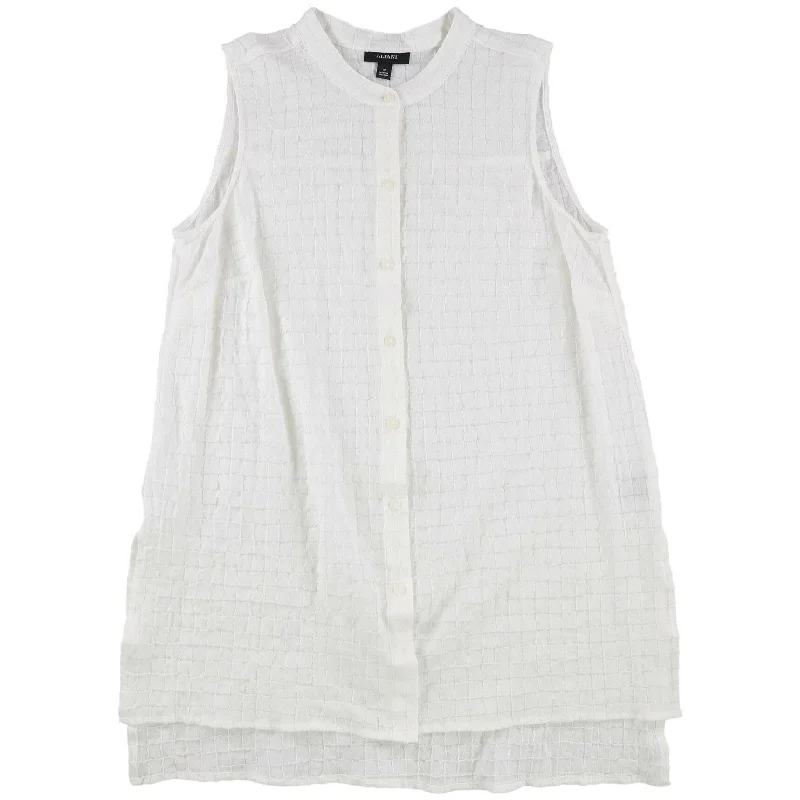 Alfani Womens Textured Tunic Button Up Shirt, White, Medium Confident Women's Power
