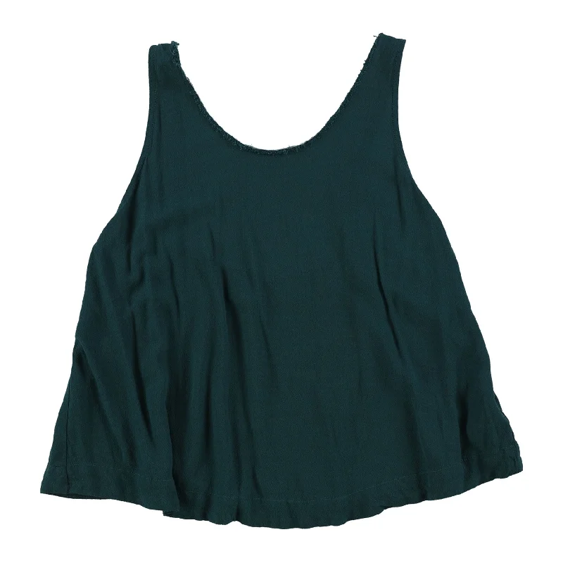 Free People Womens Fringe Collar Tank Top, Green, X-Small Refined Women's Hand - crafted