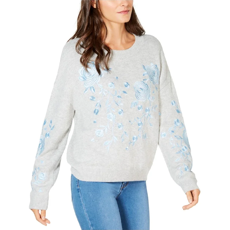 I-N-C Womens Embroidered Pullover Sweater Sleek Women's Metallic