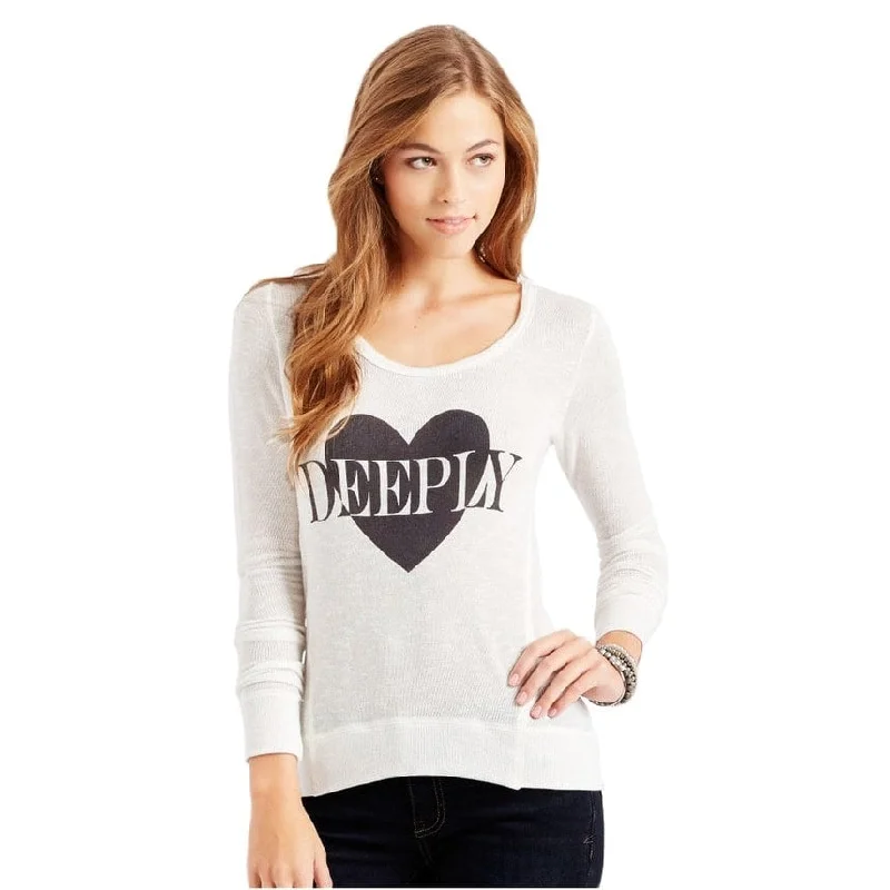 Aeropostale Womens Sheer Deeply Pullover Sweater, Off-White, X-Large Monochromatic Office Style Aeropostale Womens Sheer Deeply Pullover Sweater, Off-White, X-Large Monochromatic Office Style