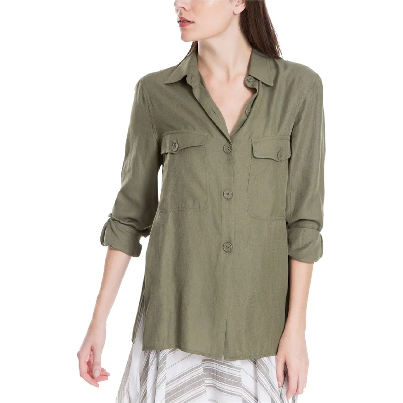 Max Studio London Womens Utility Button Up Shirt Unique Women's Upcycled