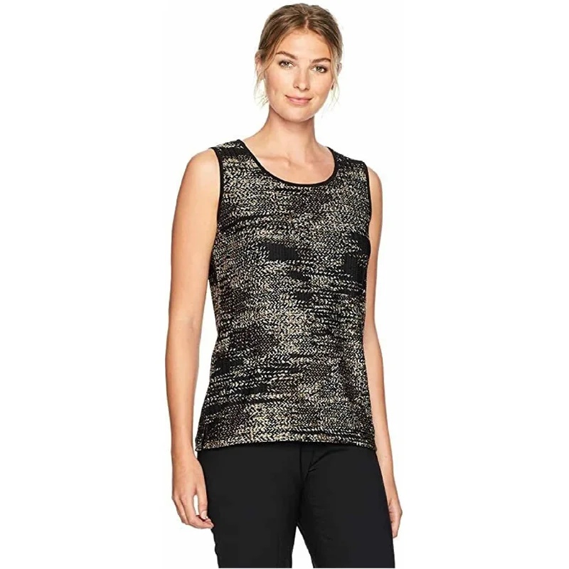 Kasper Womens Knit Shell Tank Top, Metallic, Medium Traditional Women's 