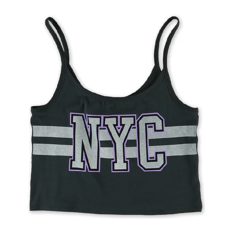 Aeropostale Womens NYC Cropped Tank Top, Grey, Medium Bold Women's Animal Print