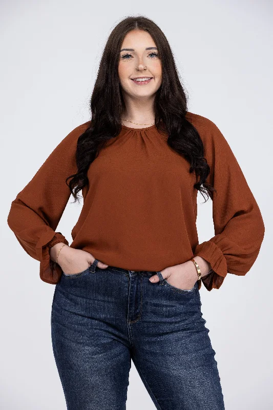 Perfect Puff Women's Ruffle Long Sleeve Top Earthy Women's 