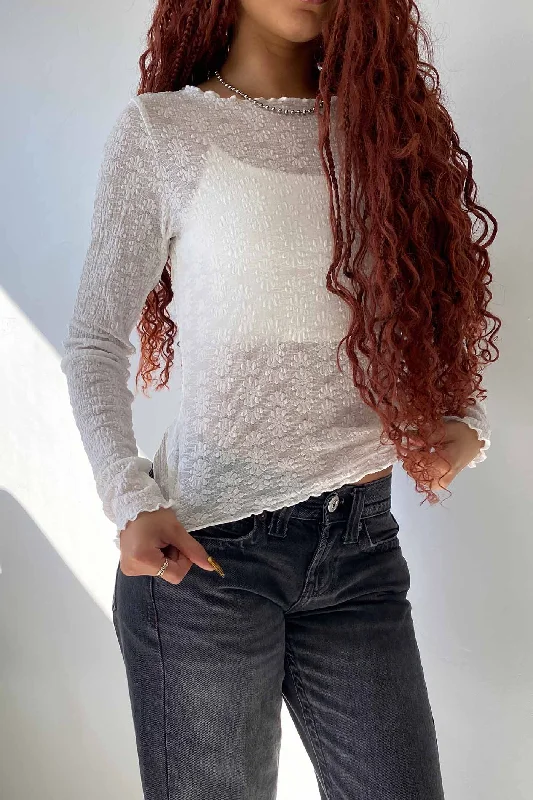 Stretch Lace Long Sleeve Top Refined Women's 
