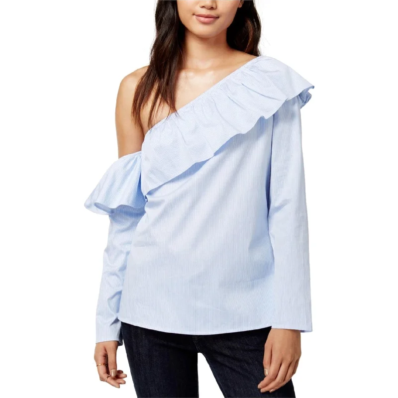 Maison Jules Womens Ruffled One Shoulder Blouse Relaxed Women's Beachy