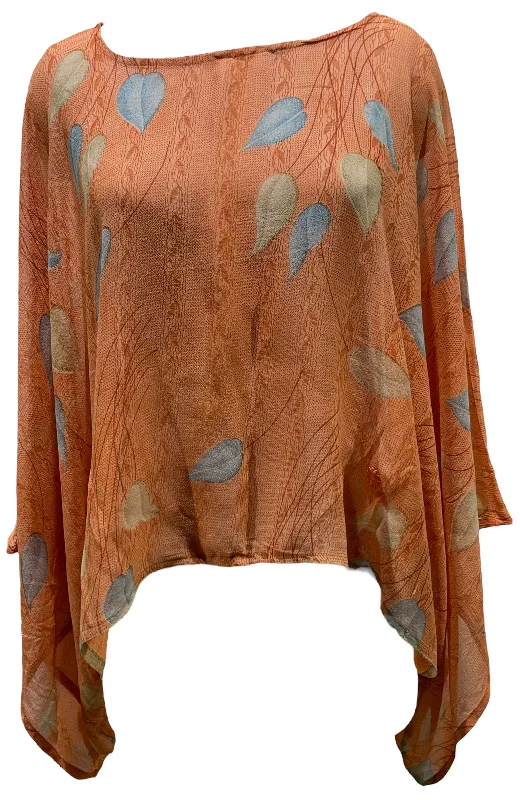 PRG4949  Sheer Avatar Pure Silk Kimono-Sleeved Top Cozy Women's Winter