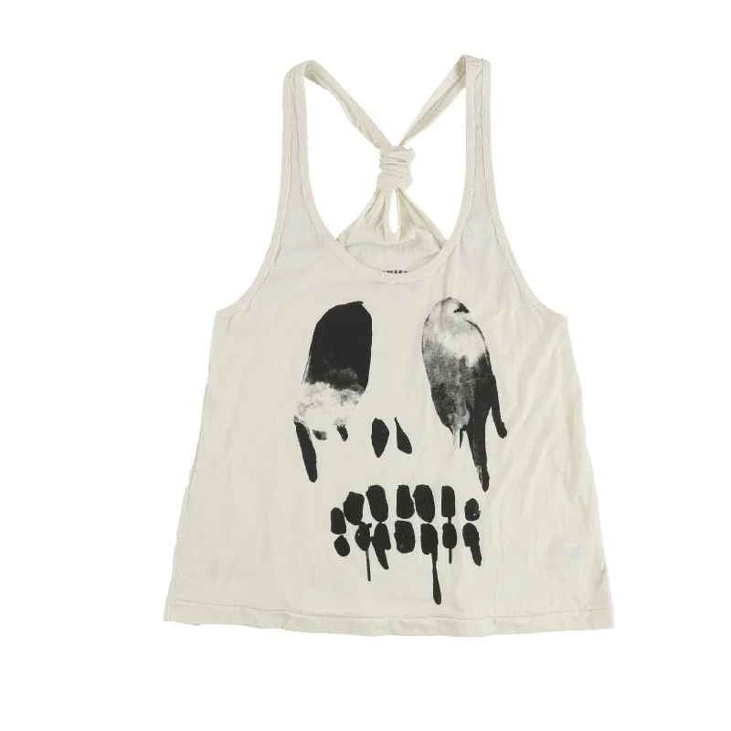 Gorilla Buffet Womens Skull Razerback Knotted Racerback Tank Top, Beige, Small Modern Women's 