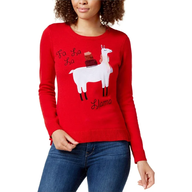 Maison Jules Womens Embellished Llama Pullover Sweater Earthy Women's 
