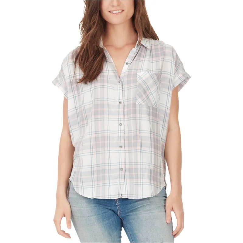 William Rast Womens Plaid Button Up Shirt, Multicoloured, Medium Preppy Women's College