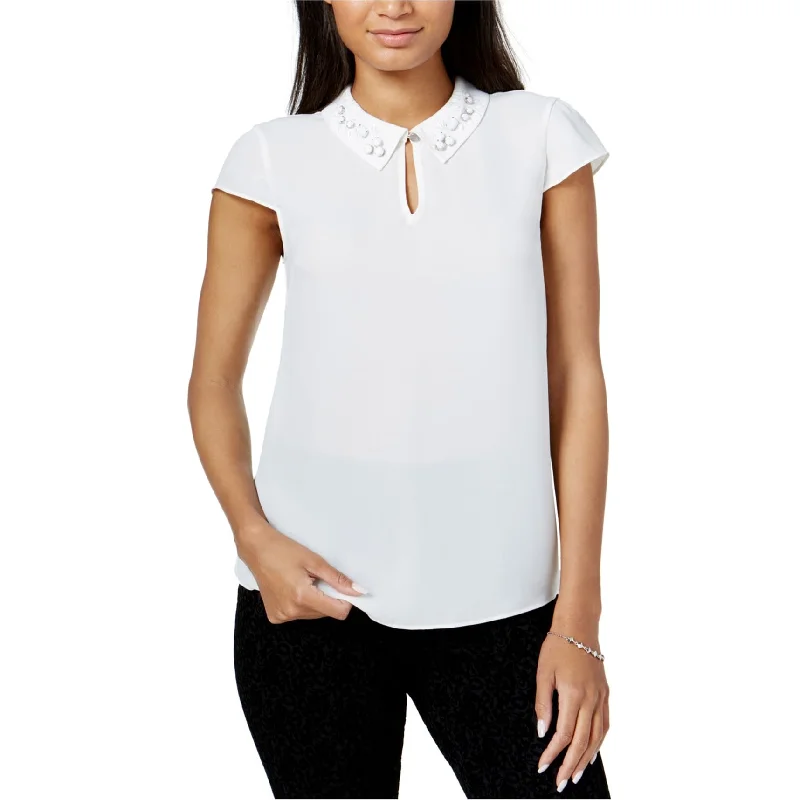 Maison Jules Womens Embellished Baby Doll Blouse Business