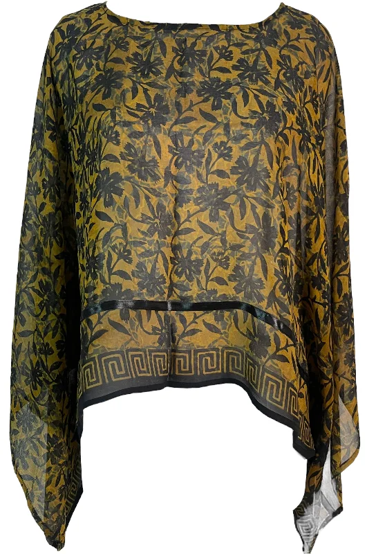 PRG6027 Sheer Avatar Pure Silk Kimono-Sleeved Top Bold Women's Animal Print