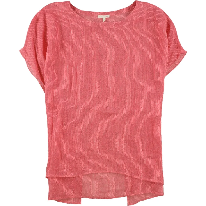 Eileen Fisher Womens Striped Tunic Blouse, Pink, Large Compression