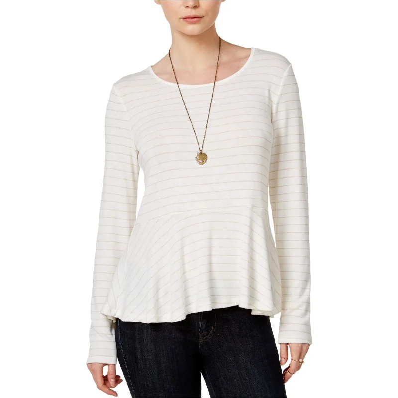 Maison Jules Womens Long Sleeve Peplum Blouse Classic Women's Pin - striped