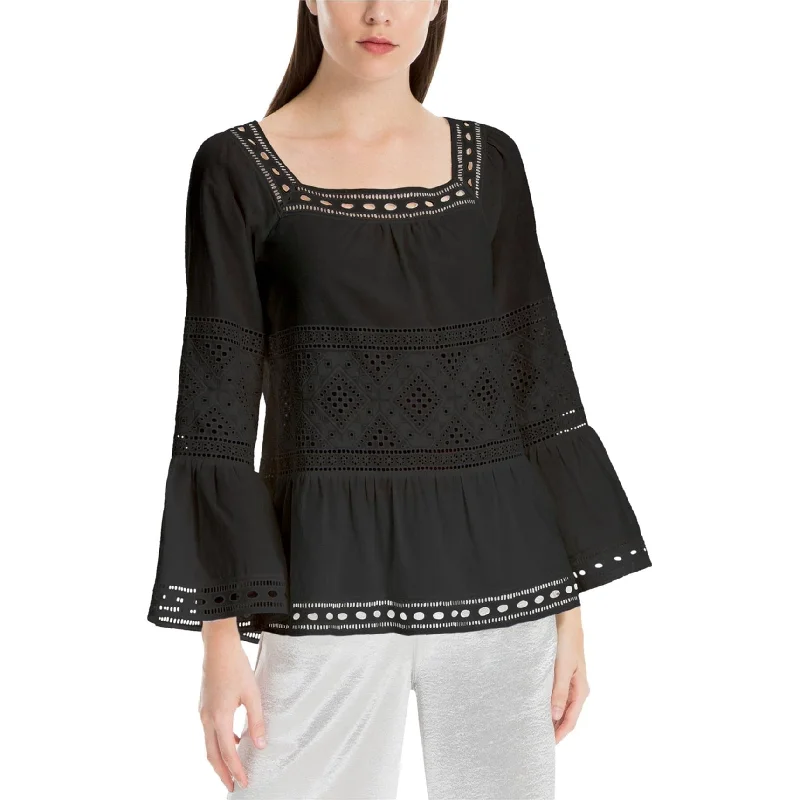 Max Studio London Womens Lace-Trim Peplum Blouse Adventure