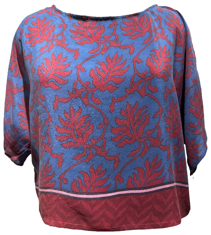 Delle Miller Avatar Pure Silk Boxy Top Bold Women's Animal Print