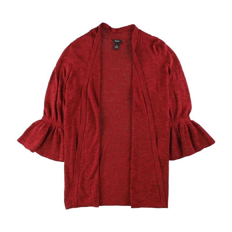 Alfani Womens Bell-sleeve Open-front Cardigan Sweater, Red, X-Large European