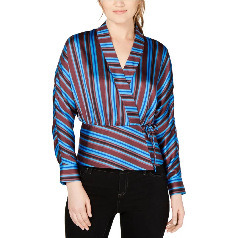 I-N-C Womens Striped Wrap Blouse French