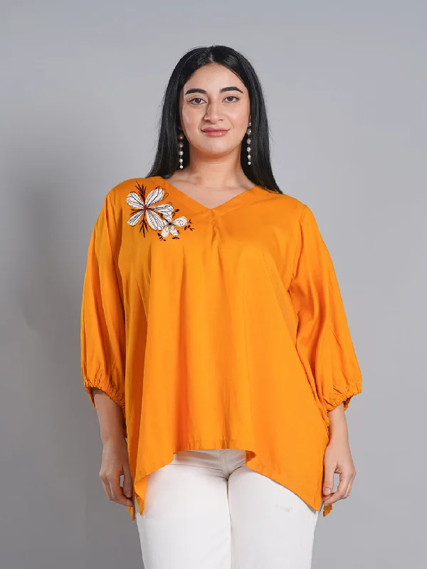 Mustard Rayon Top - SunflowerSunshine Sophisticated Women's 