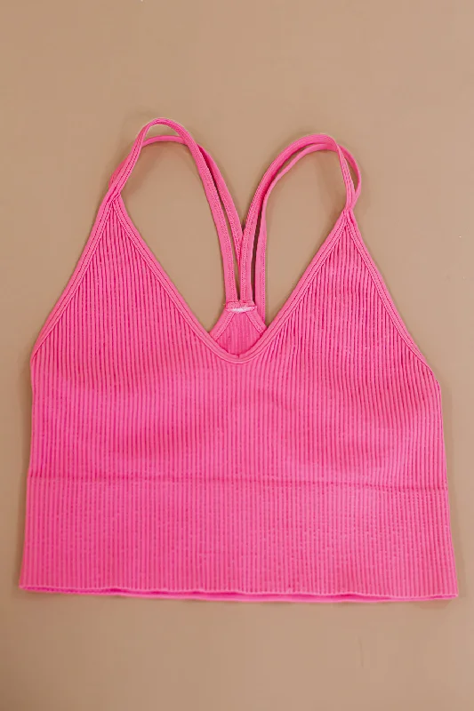 Strappy Cut Out Back Tank, Pink Sleek Women's 