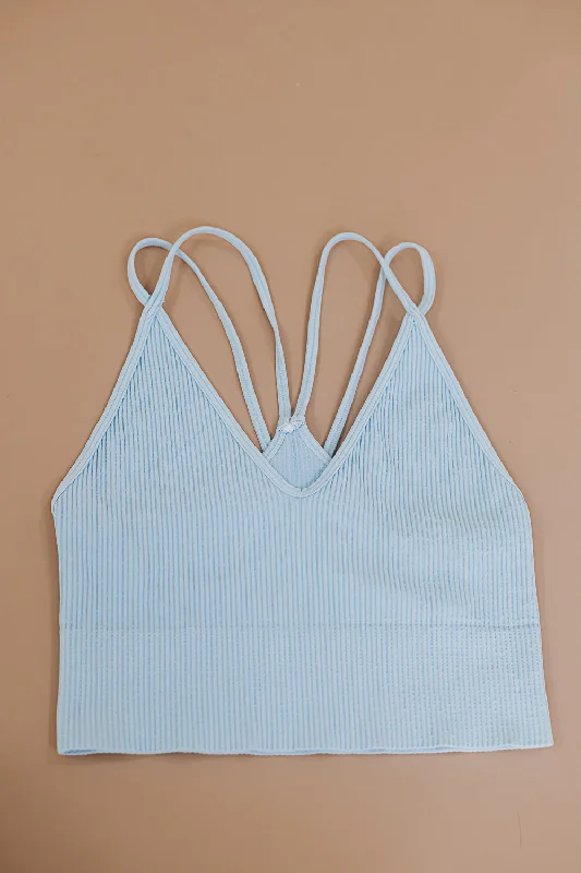 Strappy Cut Out Back Tank, Blue Dynamic Women's Moto