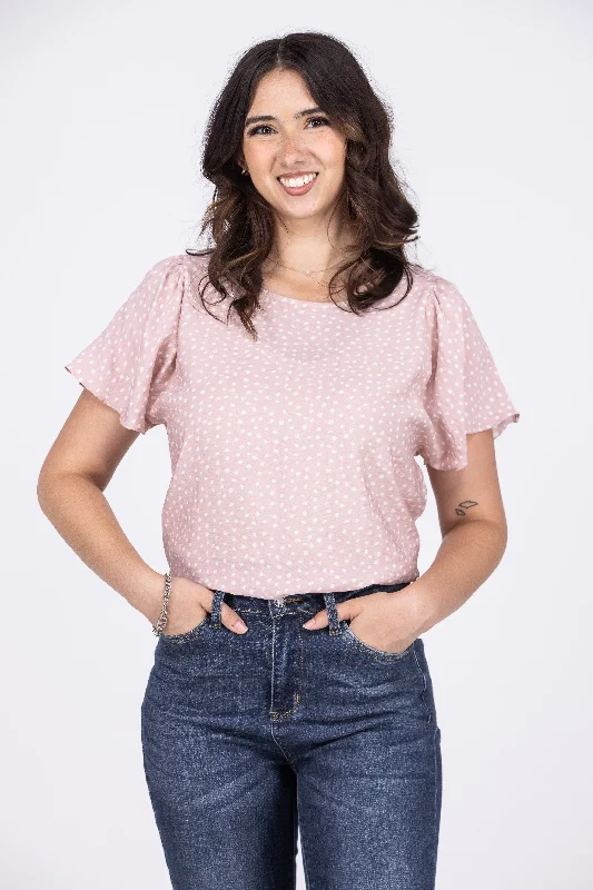 People Fall In Love Everyday Ruffle Short Sleeve Top Sustainable Organic