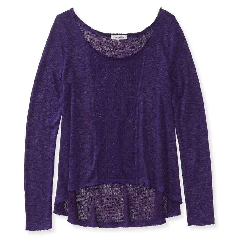 Aeropostale Womens Sheer Knit Sweater, Purple, Small Classic Women's Pin - striped
