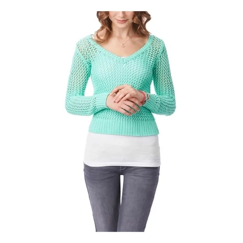 Aeropostale Womens Solid Cable V Neck Knit Sweater Refined Women's 