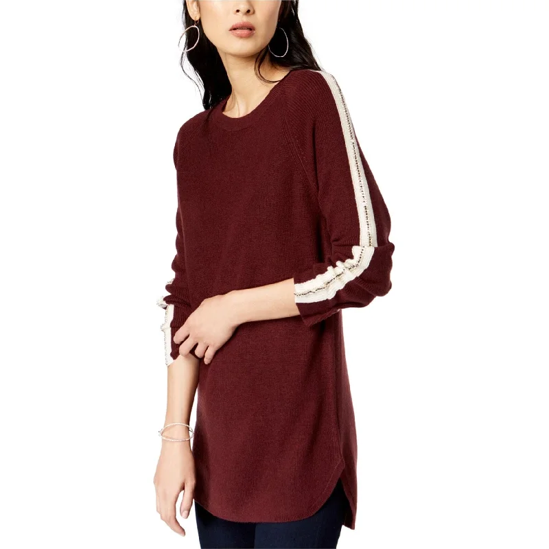I-N-C Womens Embellished Varsity Striped Pullover Sweater Feminine Women's Soft 