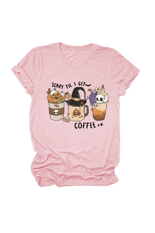 Scary Til I Get Coffee Graphic T-shirt Contemporary 