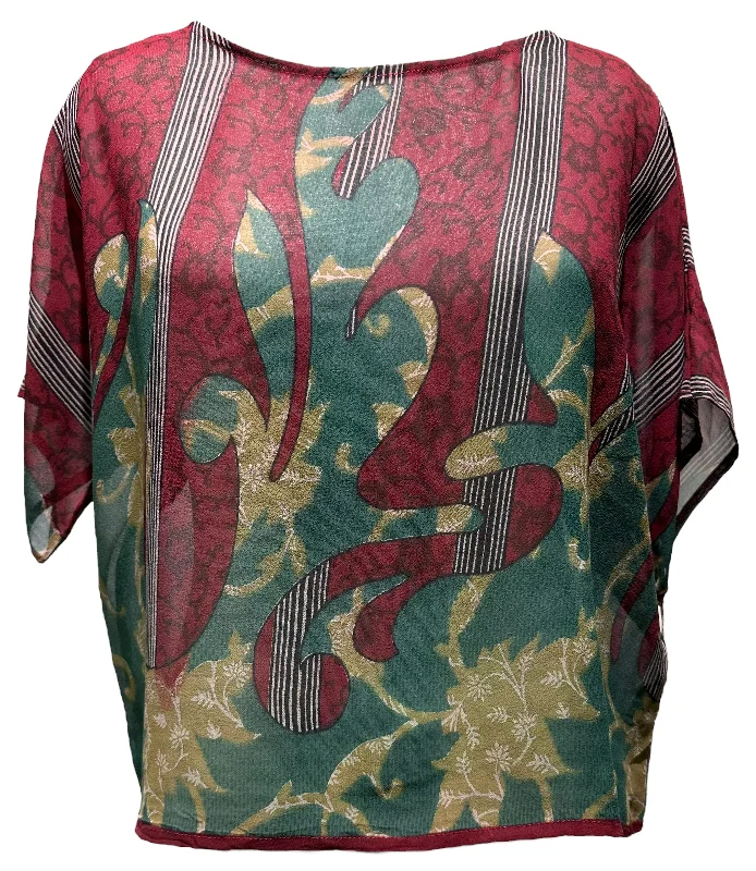 Corita Kent Sheer Avatar Pure Silk Boxy Top Tough Women's Military - inspired
