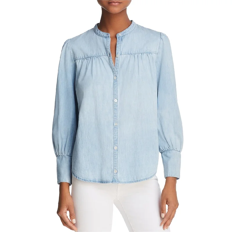 Joie Womens Pleated Button Up Shirt, Blue, X-Small Hip Women's Urban