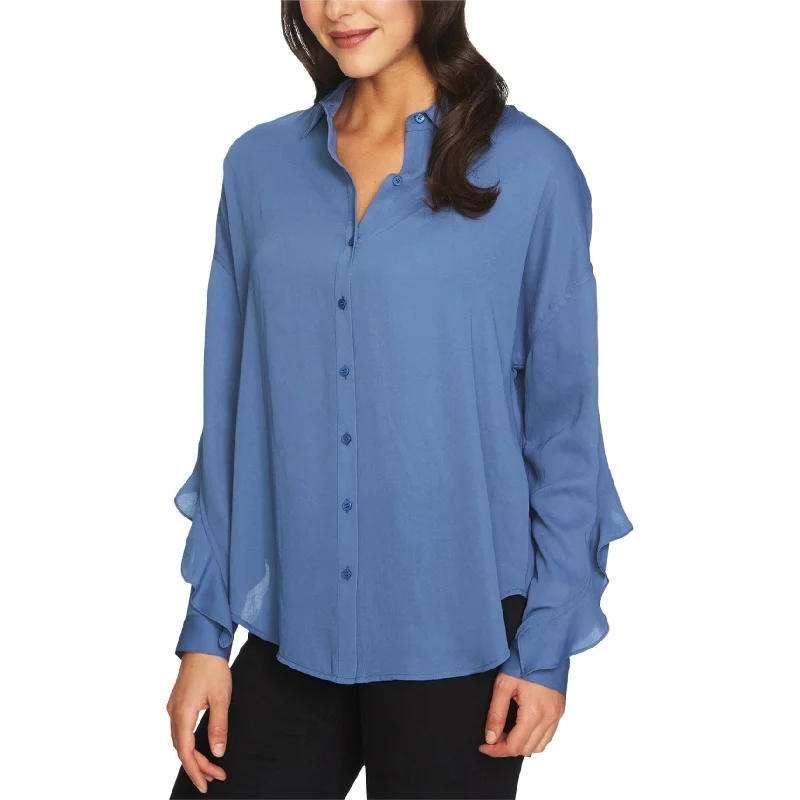 1.State Womens Ruffled Button Up Shirt Sustainable Organic