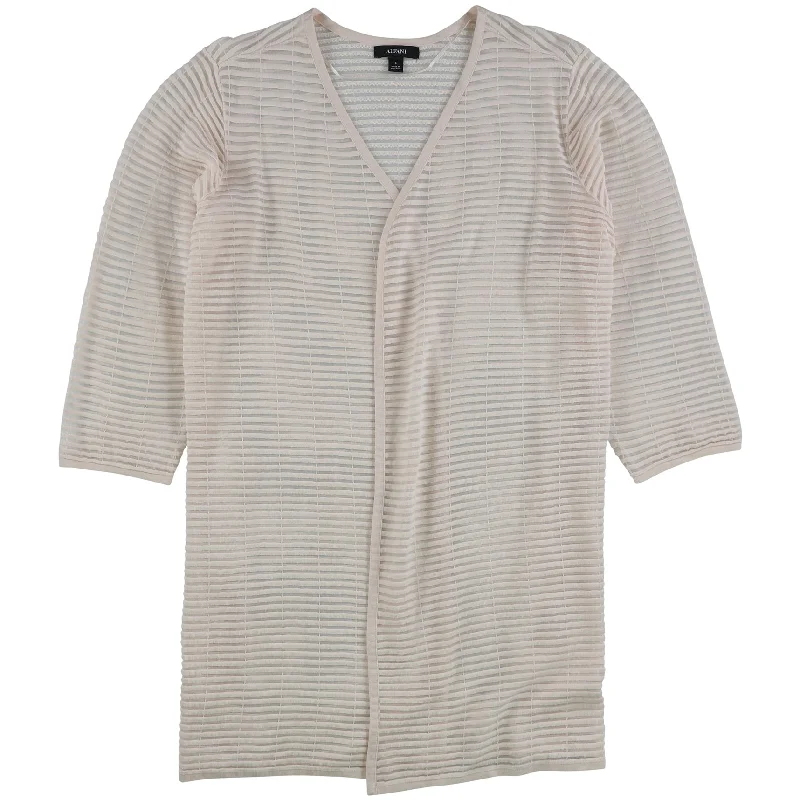 Alfani Womens Illusion-Stripe Cardigan Sweater, Pink, Small Cashmere