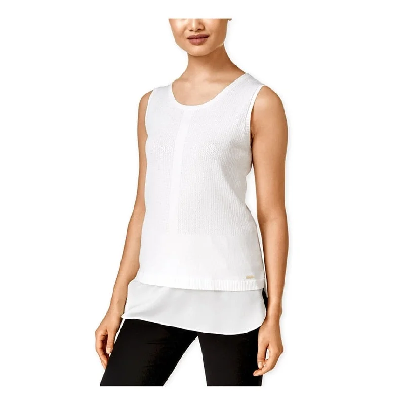 Calvin Klein Womens Sleeveless Layered Pullover Sweater Traditional Women's 