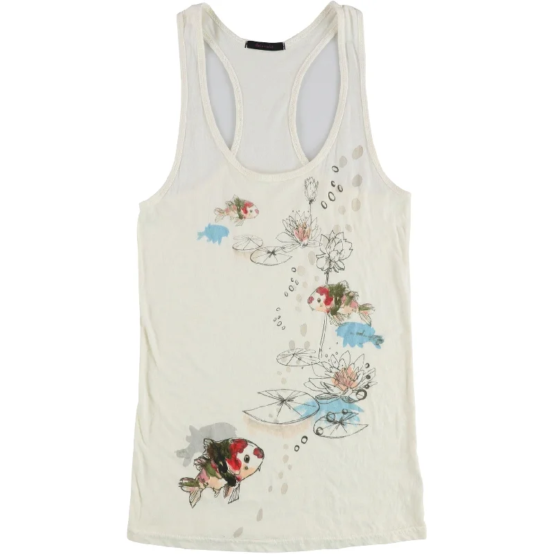 dirty violet Womens Koi Pond Racerback Tank Top, White, Medium Luxurious Women's High -  end