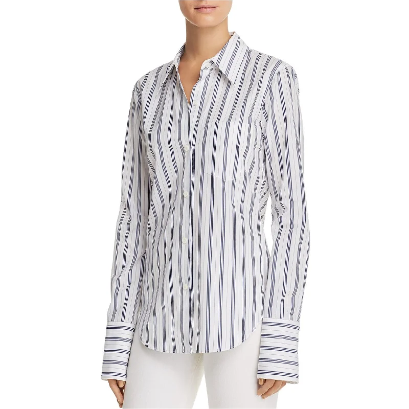 Theory Womens Slim Collar Button Up Shirt, Blue, Medium Dynamic Women's Moto