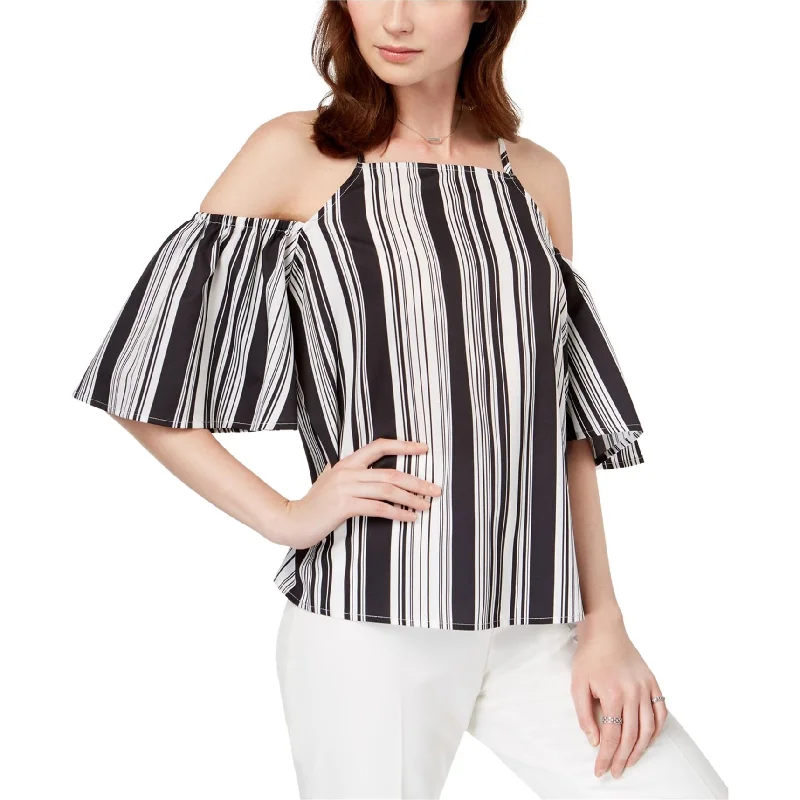 Almost Famous Womens Striped Cold Shoulder Blouse Youthful Women's Anime - inspired