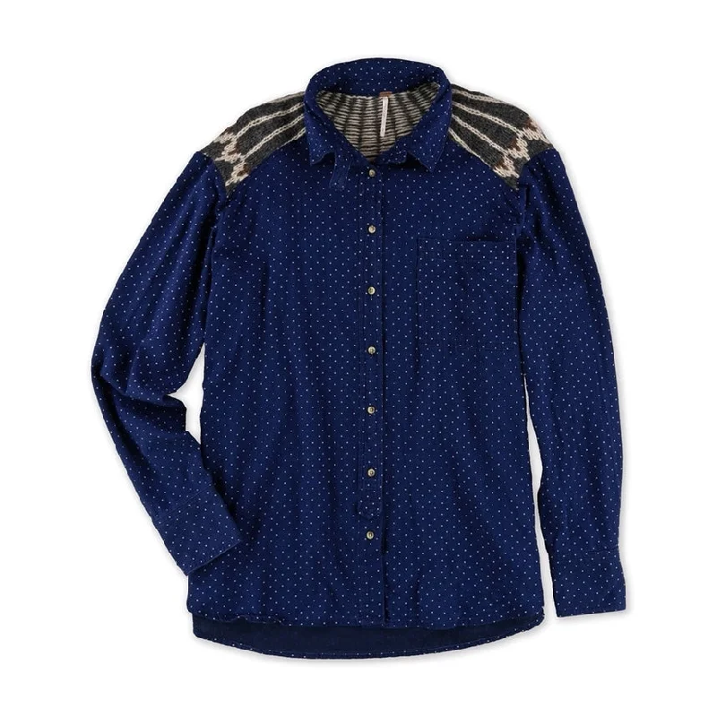 Free People Womens Sage Button Up Shirt Compression