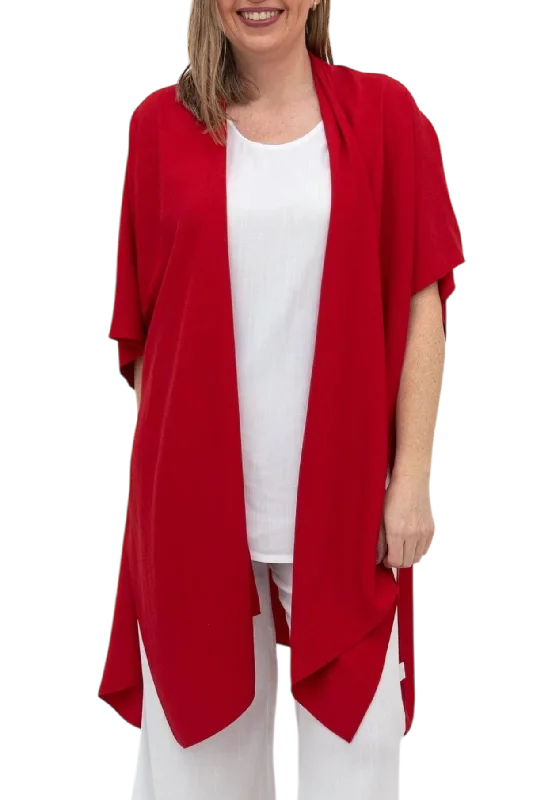 Kirsch Red Lightweight Open Cardigan Monochromatic All - in - one
