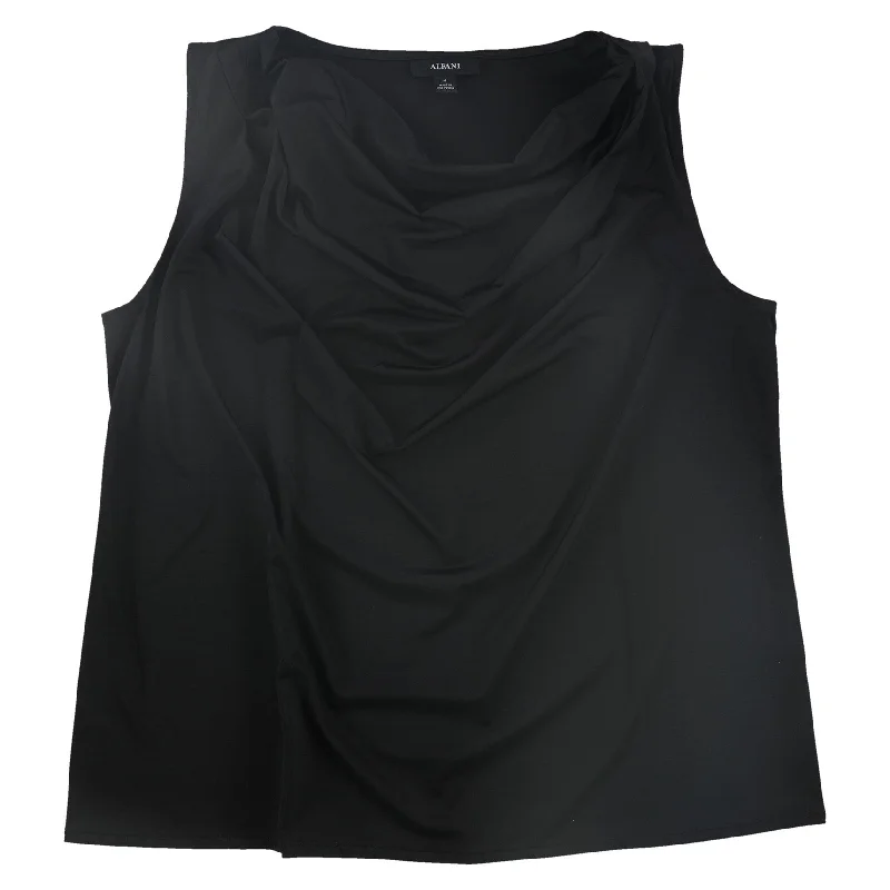 Alfani Womens Cowlneck Tank Top, Black, Large Sleek Women's Metallic