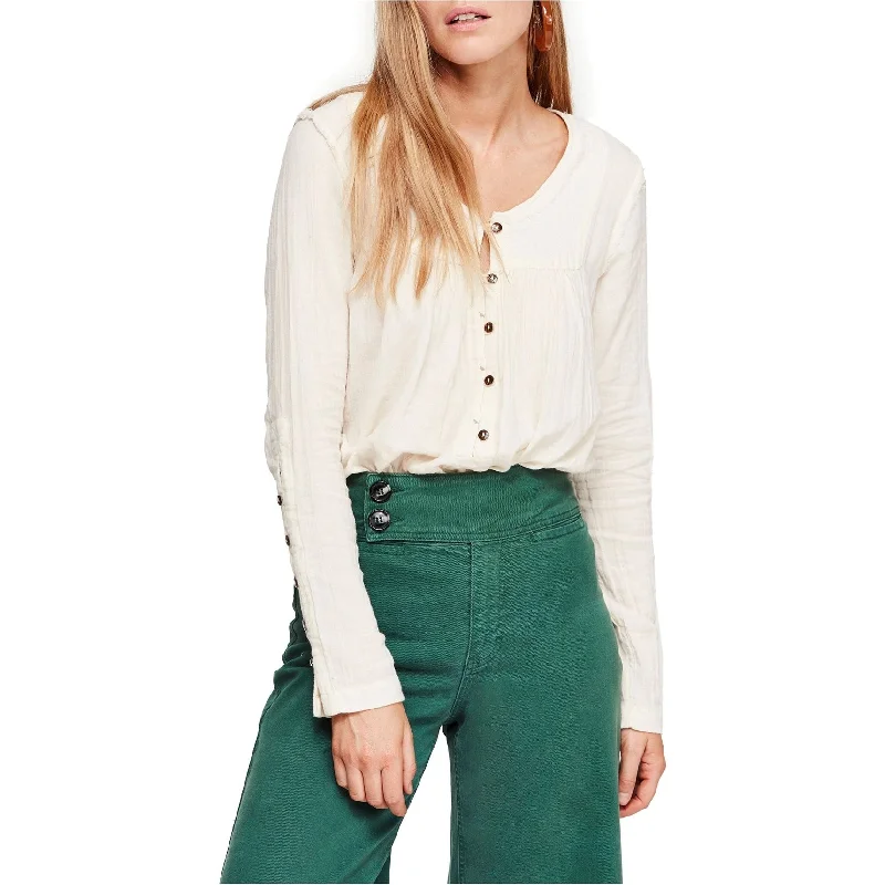 Free People Womens Cotton Textured Tunic Blouse Sleek Women's Metallic