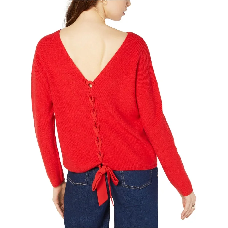 Maison Jules Womens Back Lace Knit Sweater Women