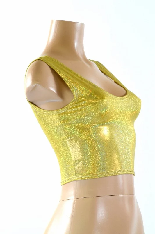 Gold Sparkly Crop Top Athletic Women's 