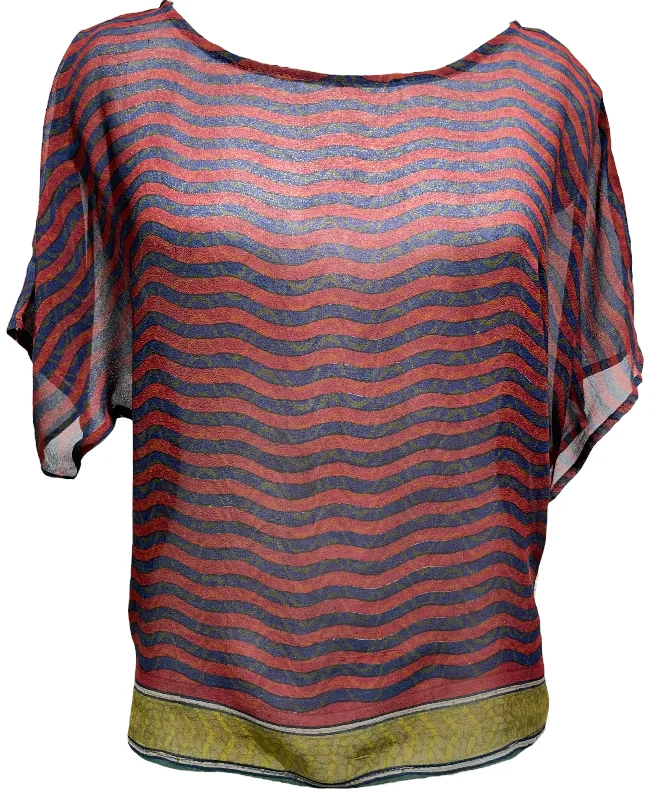 PRG2360 Golden-Plumed Parakeet Sheer Avatar Pure Silk Boxy Top Athletic Women's 